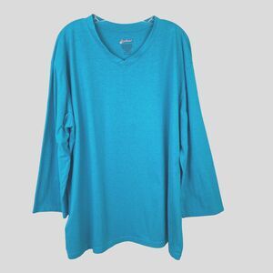 Garland Women's T-Shirt Size XXXL Teal Blue Cotton Stretch V-Neck